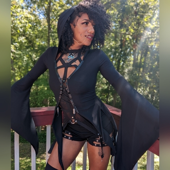 Limitless Indigo Tops - Black Widow Sorceress Top by Limitless Indigo Size S-XL